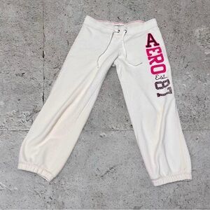 Aeropostale Y2K White/Pink Sweatpant Capri Pants